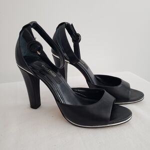 WHBM Elegant Leather Black Heels Size 7
